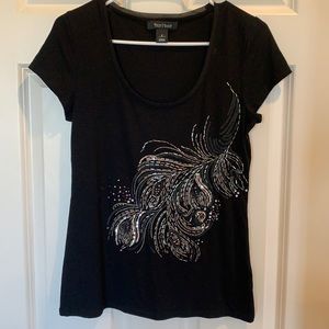 WHBM Black Jeweled Tee